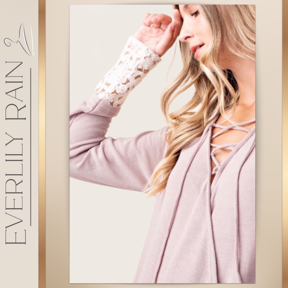 LAST ONE! Beautiful Wrap Top with Lace Trim - Picture 2 of 8